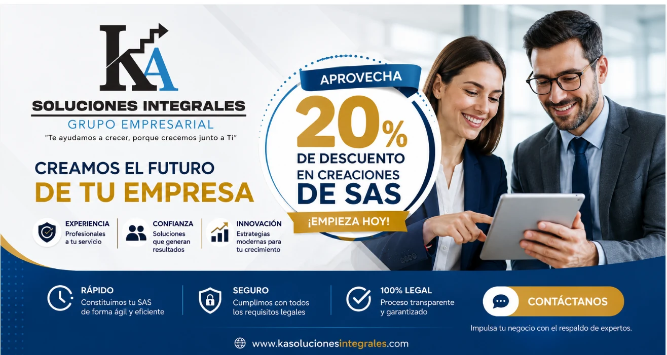 Beneficio de descuento en creación de SAS de KA Soluciones Integrales